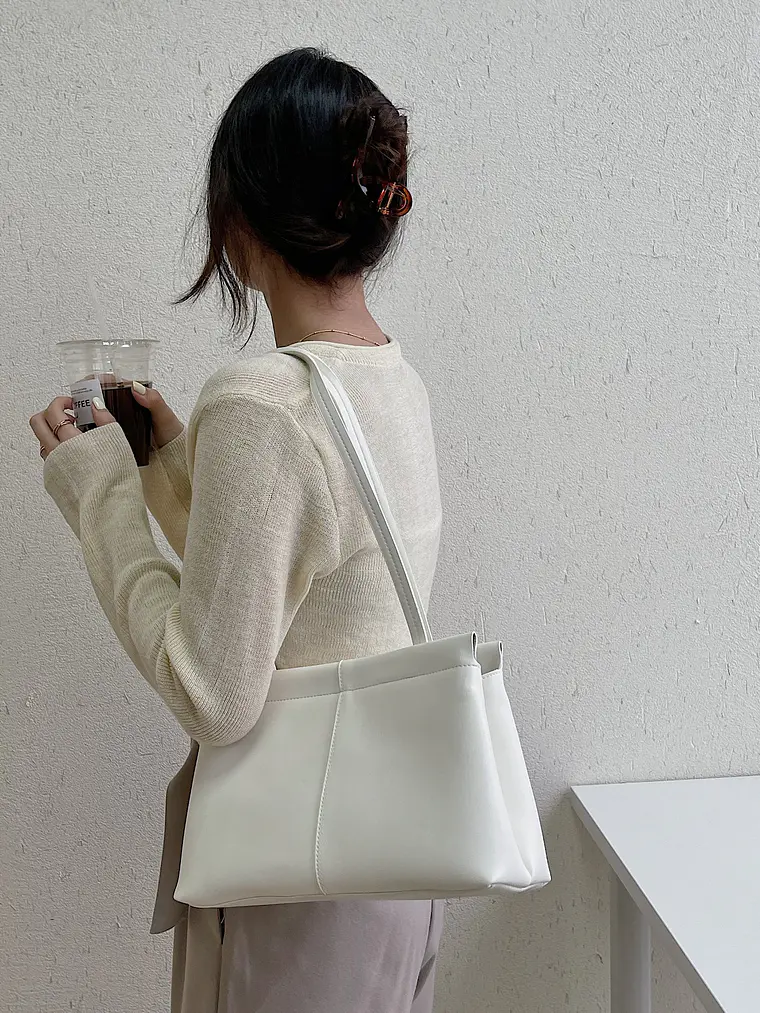 Cartera tote mujer estilo coreano, diseño retro minimalista de gran capacidad, uso hombro 4