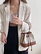 Bolso Bucket de Lona con Ribetes de Cuero PU - Casual, Ligero & Versátil - Miniatura 3