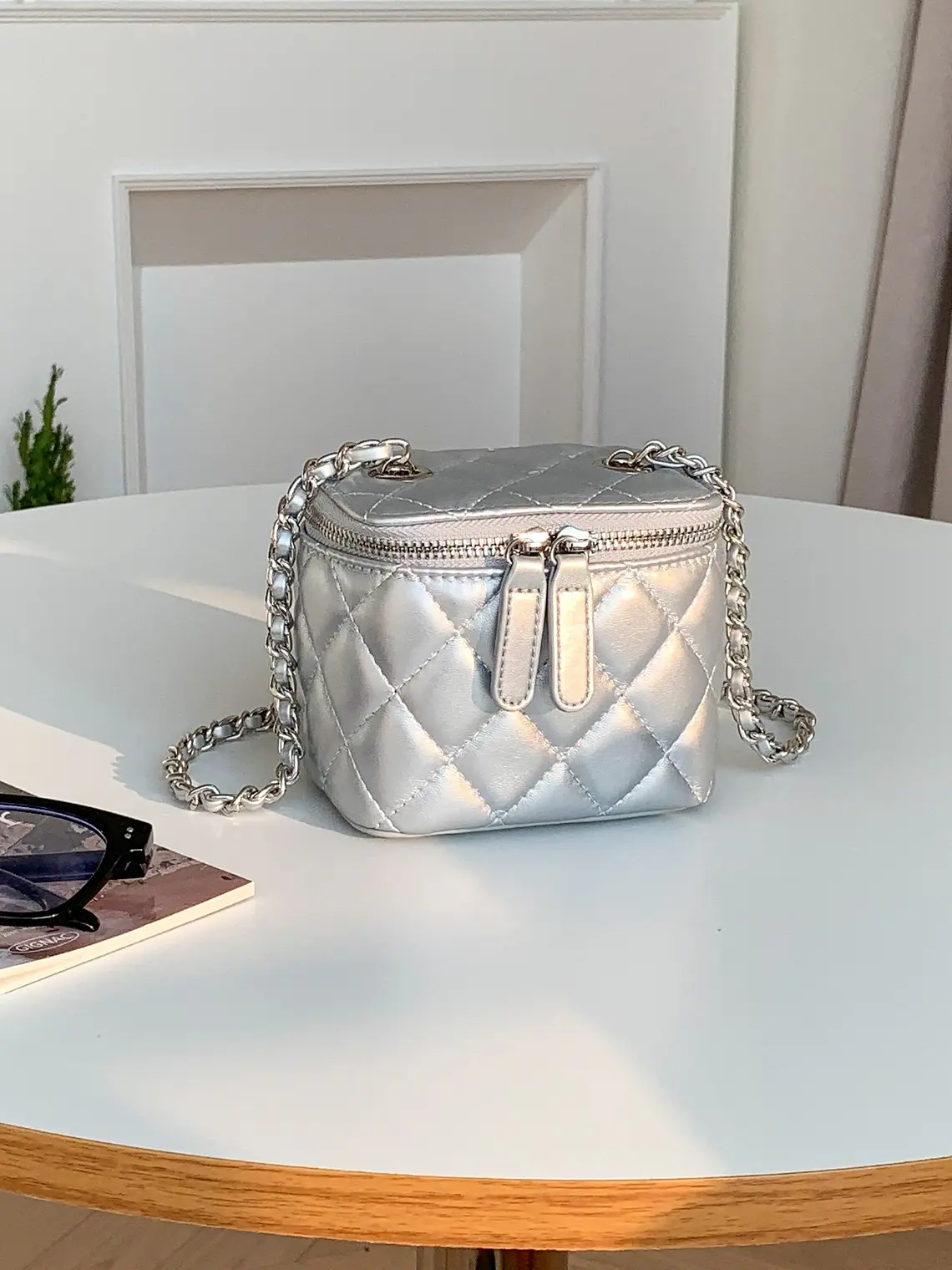 Mini Bolso Caja Acolchado con Cadena — Diseño Rombo, Estilo Clásico 2
