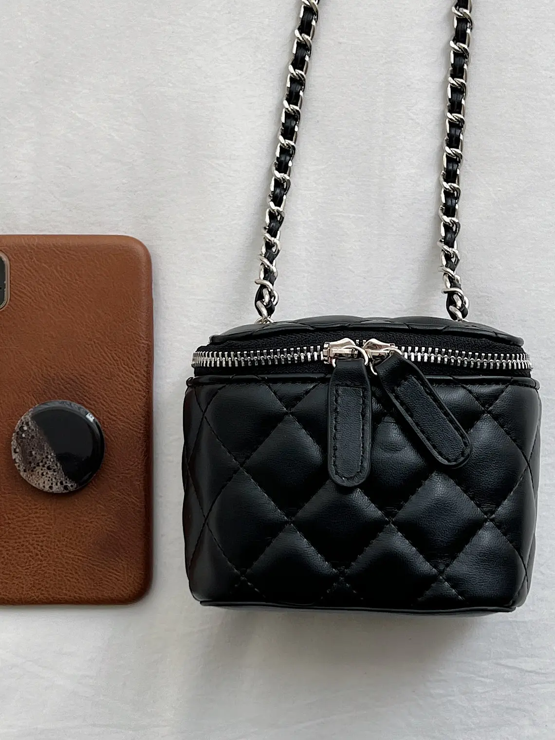 Mini Bolso Caja Acolchado con Cadena — Diseño Rombo, Estilo Clásico 6