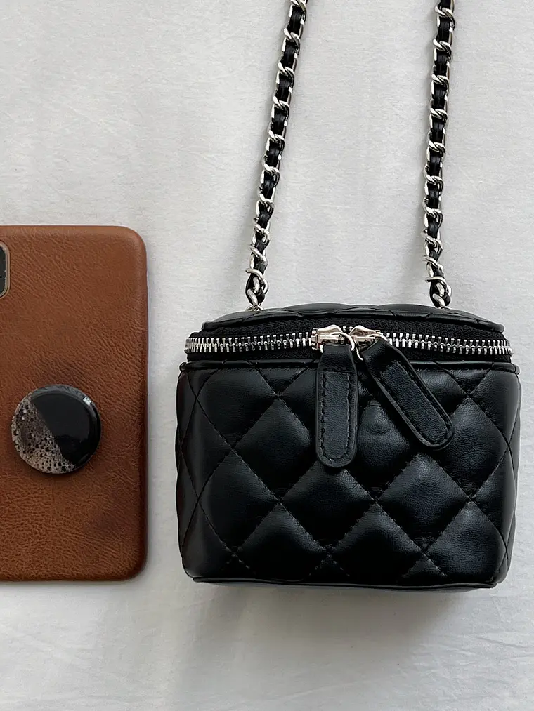 Mini Bolso Caja Acolchado con Cadena — Diseño Rombo, Estilo Clásico 6