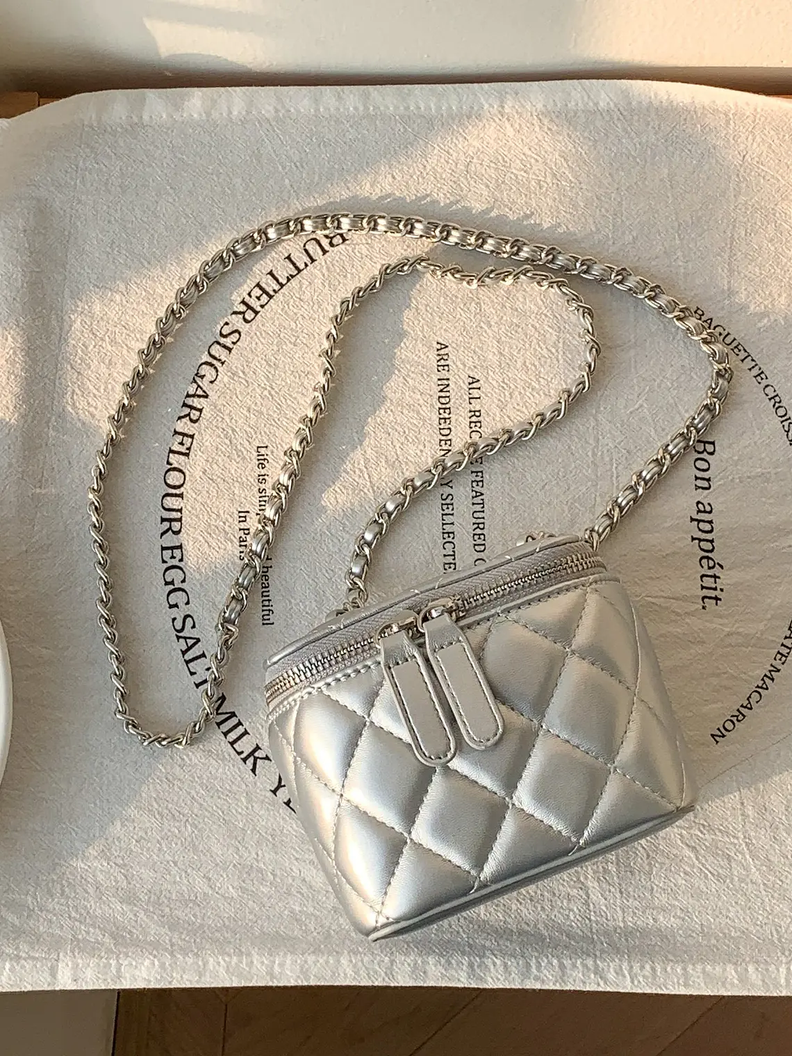 Mini Bolso Caja Acolchado con Cadena — Diseño Rombo, Estilo Clásico 3