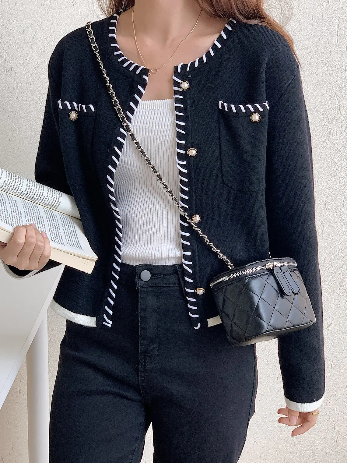 Mini Bolso Caja Acolchado con Cadena — Diseño Rombo, Estilo Clásico 9