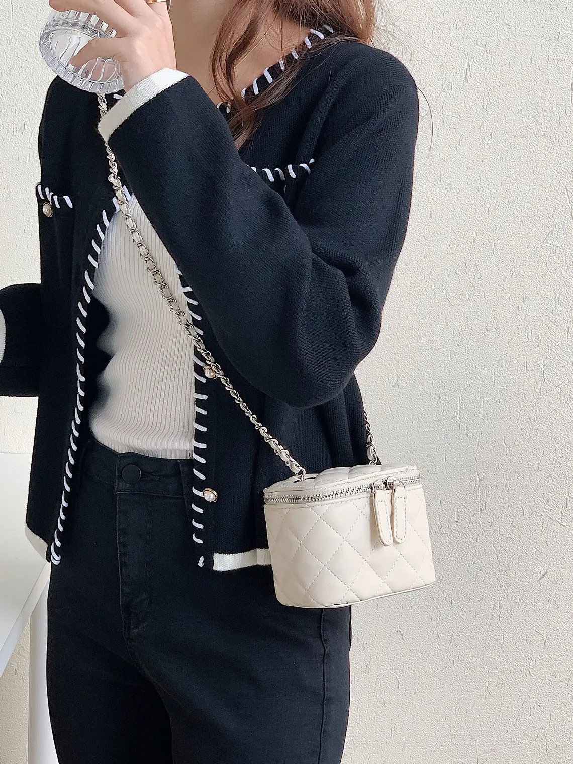 Mini Bolso Caja Acolchado con Cadena — Diseño Rombo, Estilo Clásico 14