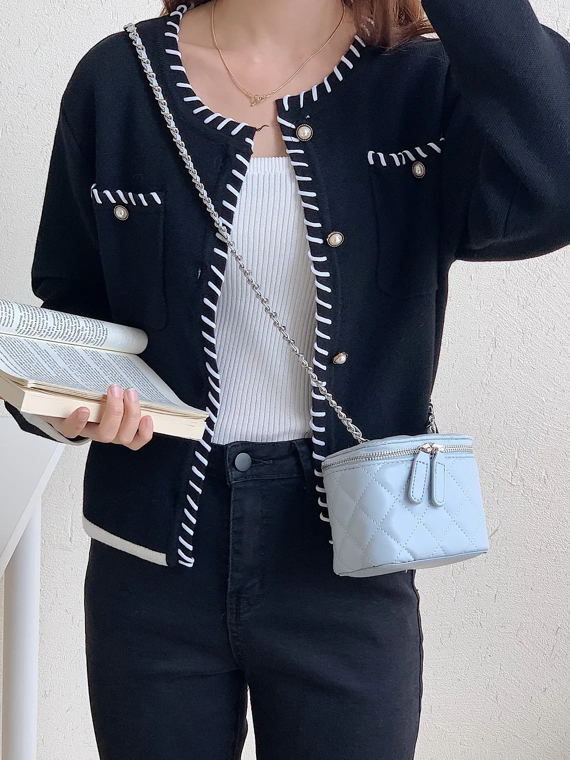 Mini Bolso Caja Acolchado con Cadena — Diseño Rombo, Estilo Clásico 17