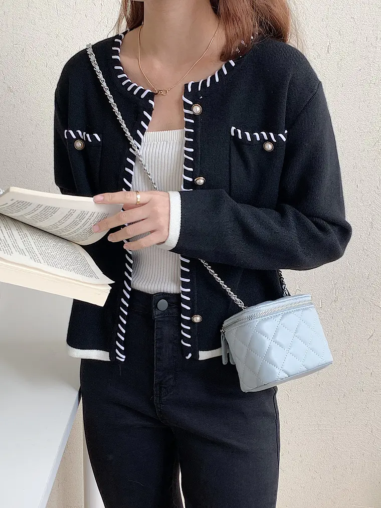 Mini Bolso Caja Acolchado con Cadena — Diseño Rombo, Estilo Clásico 18