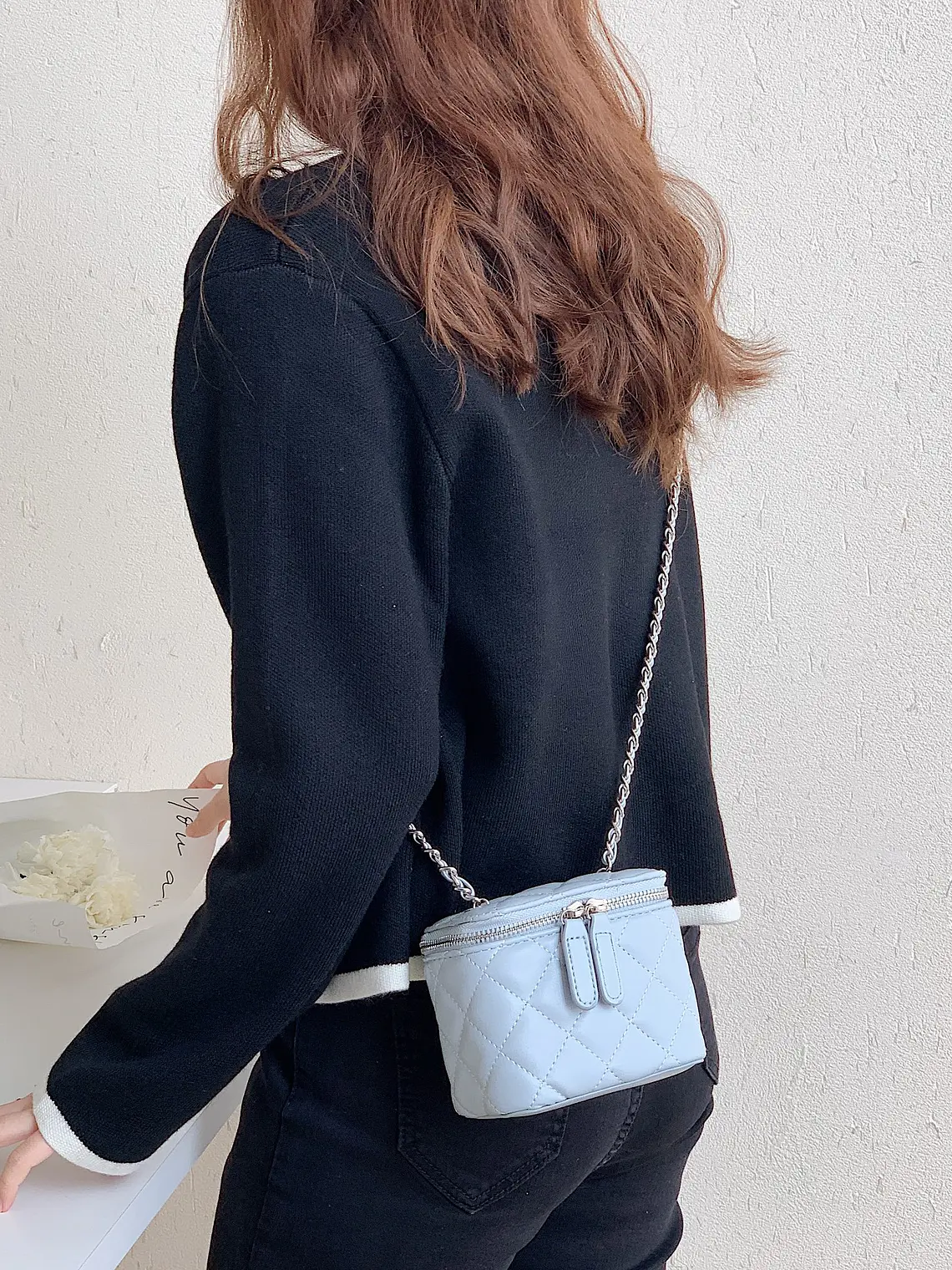 Mini Bolso Caja Acolchado con Cadena — Diseño Rombo, Estilo Clásico 19