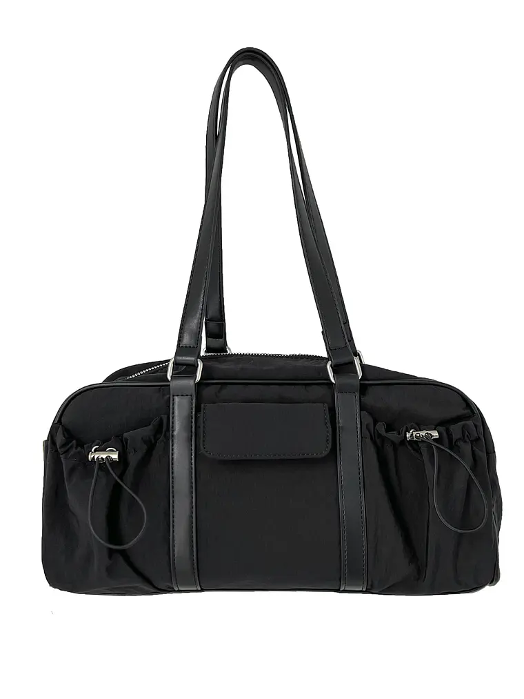Bolso Boston de Nylon con Bolsillos Laterales Fruncidos — Estilo Urbano Funcional 2