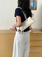 Bolso Baguette de Cuero Sintético con Asas Dobles y Tiras Decorativas — Silueta Limpia, Estilo Urbano - Miniatura 6