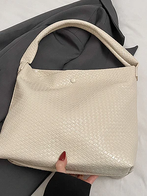 Bolso Hobo Textura Tejida — Gran Capacidad, Estilo Urbano