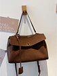 Bolso tote de ante sintético con broches dorados — estilo estructurado para el día a día - Miniatura 5