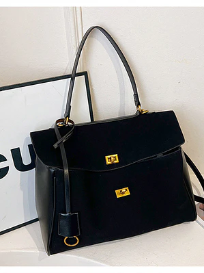 Bolso tote de ante sintético con broches dorados — estilo estructurado para el día a día