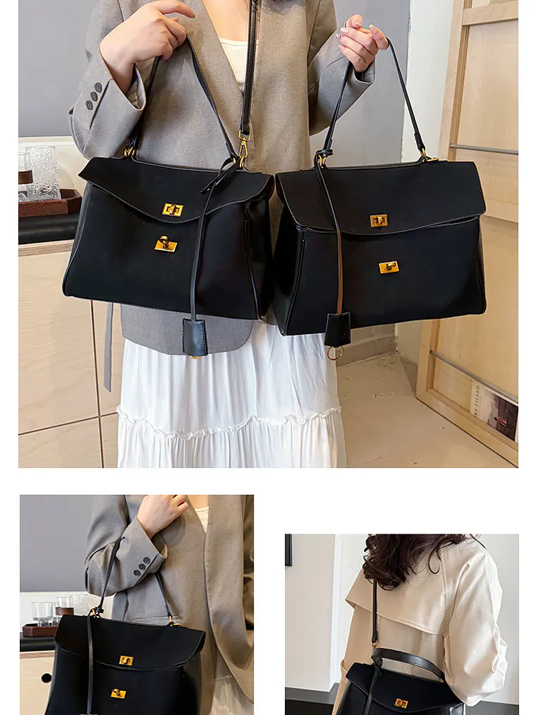 Bolso tote de ante sintético con broches dorados — estilo estructurado para el día a día 3