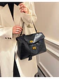 Bolso tote de cuero sintético con textura cocodrilo y broches dorados — elegancia urbana en negro - Miniatura 2