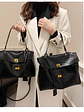 Bolso tote de cuero sintético con textura cocodrilo y broches dorados — elegancia urbana en negro - Miniatura 1
