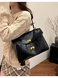 Bolso tote de cuero sintético con textura cocodrilo y broches dorados — elegancia urbana en negro - Miniatura 6