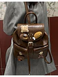 Mochila pequeña con apliques de peluche y colgante decorativo — estilo dulce retro en café - Miniatura 5
