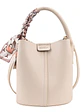 Bolso bucket con textura lichi y pañuelo decorativo entretejido — colores frescos para el día a día - Miniatura 4