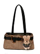 Bolso de hombro en ante sintético con cinturón decorativo y colgante de perrito — estilo retro dulce - Miniatura 2