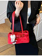 Bolso de hombro en ante sintético con cinturón decorativo y colgante de perrito — estilo retro dulce - Miniatura 13