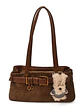 Bolso de hombro en ante sintético con cinturón decorativo y colgante de perrito — estilo retro dulce - Miniatura 6