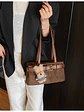 Bolso de hombro en ante sintético con cinturón decorativo y colgante de perrito — estilo retro dulce - Miniatura 10
