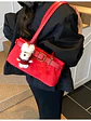 Bolso de hombro en ante sintético con cinturón decorativo y colgante de perrito — estilo retro dulce - Miniatura 15