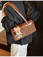 Bolso de hombro en ante sintético con cinturón decorativo y colgante de perrito — estilo retro dulce - Miniatura 9