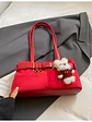 Bolso de hombro en ante sintético con cinturón decorativo y colgante de perrito — estilo retro dulce - Miniatura 12