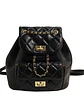 Mochila acolchada con textura de rombos, cadena dorada y bolsillo frontal con broche — estilo clásico - Miniatura 2