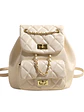 Mochila acolchada con textura de rombos, cadena dorada y bolsillo frontal con broche — estilo clásico - Miniatura 5
