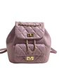 Mochila acolchada con textura de rombos, cadena dorada y bolsillo frontal con broche — estilo clásico - Miniatura 10