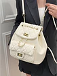 Mochila acolchada con textura de rombos, cadena dorada y bolsillo frontal con broche — estilo clásico - Miniatura 7