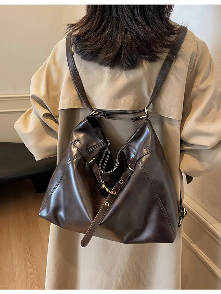 Bolso tote de cuero sintético con cierre de cordón y herrajes dorados — estilo urbano estructurado 6