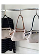 Bolso tote de lona con ribetes de cuero sintético y cierre de cremallera — estilo urbano minimalista - Miniatura 1