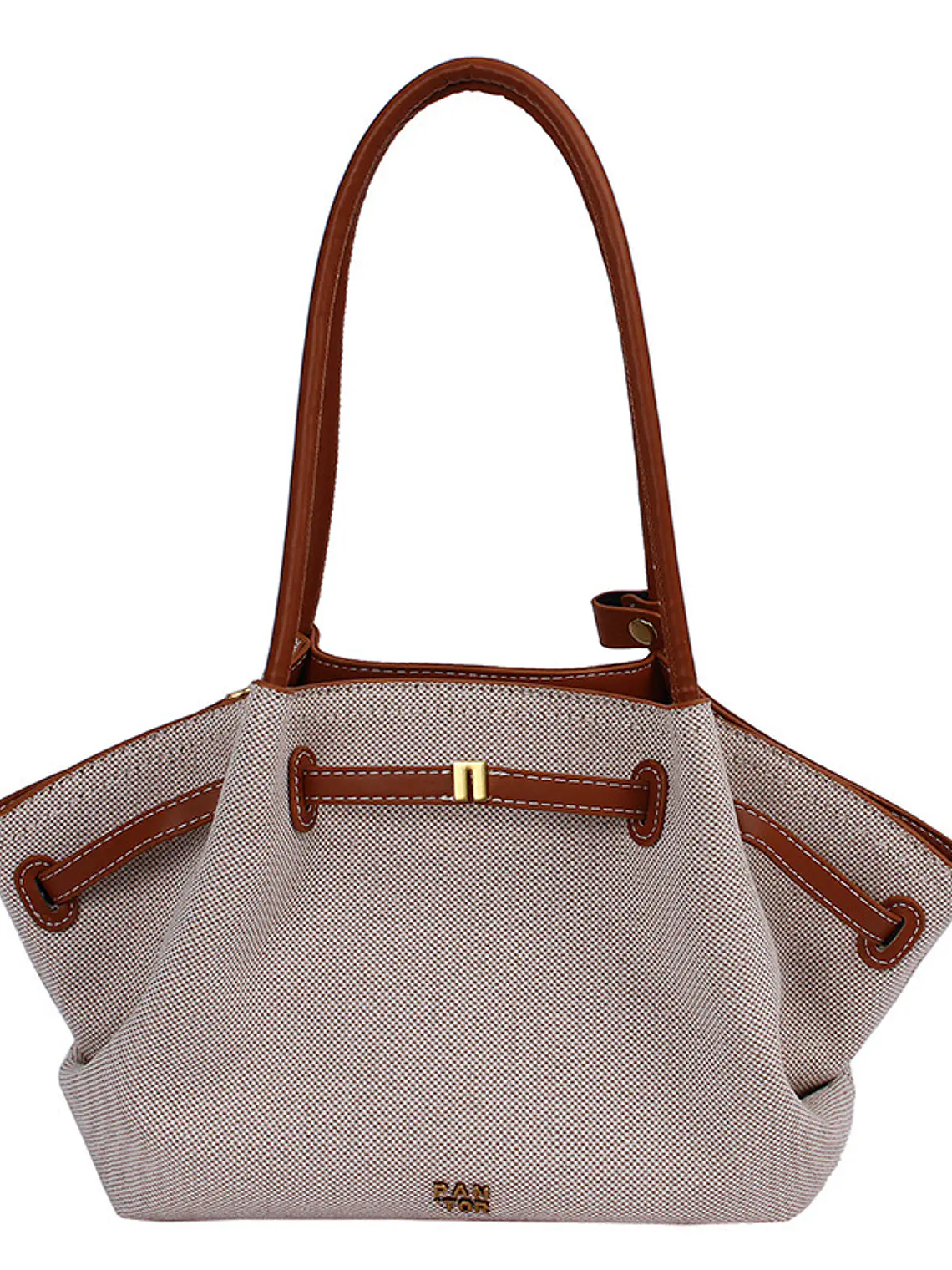 Bolso tote de lona con ribetes de cuero sintético y cierre de cremallera — estilo urbano minimalista 2