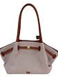 Bolso tote de lona con ribetes de cuero sintético y cierre de cremallera — estilo urbano minimalista - Miniatura 2