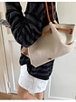 Bolso tote de lona con ribetes de cuero sintético y cierre de cremallera — estilo urbano minimalista - Miniatura 3