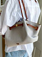 Bolso tote de lona con ribetes de cuero sintético y cierre de cremallera — estilo urbano minimalista - Miniatura 6