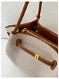 Bolso tote de lona con ribetes de cuero sintético y cierre de cremallera — estilo urbano minimalista - Miniatura 9