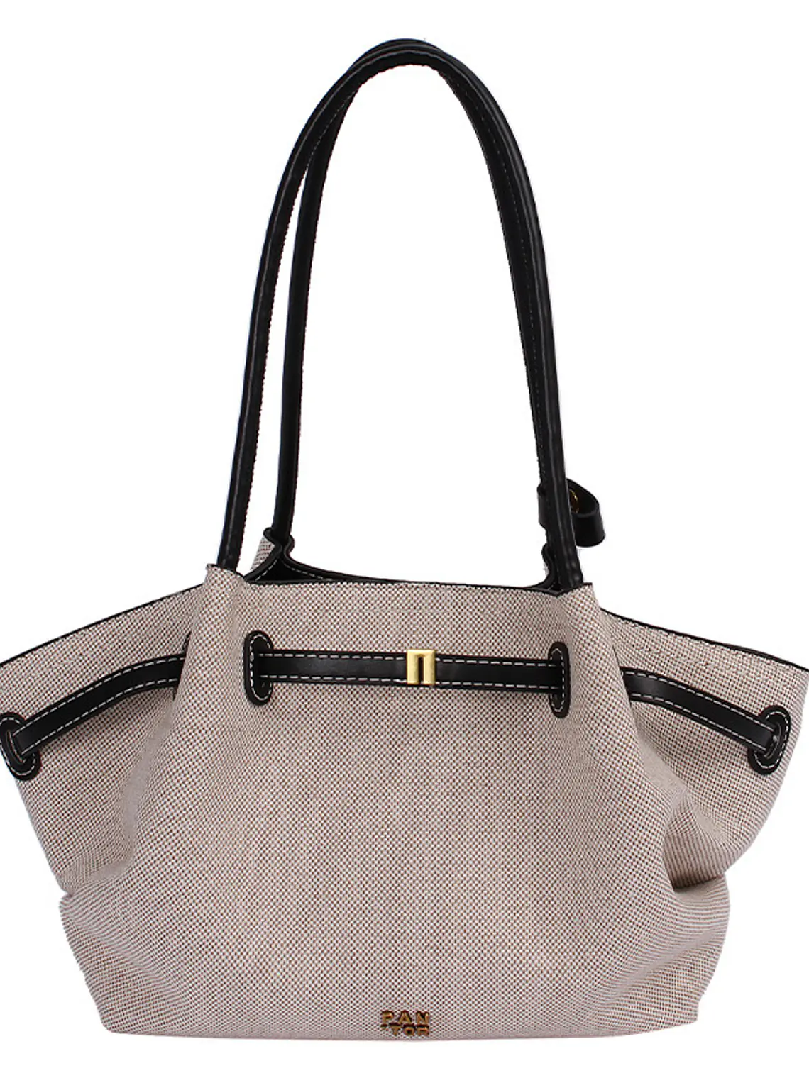 Bolso tote de lona con ribetes de cuero sintético y cierre de cremallera — estilo urbano minimalista 11