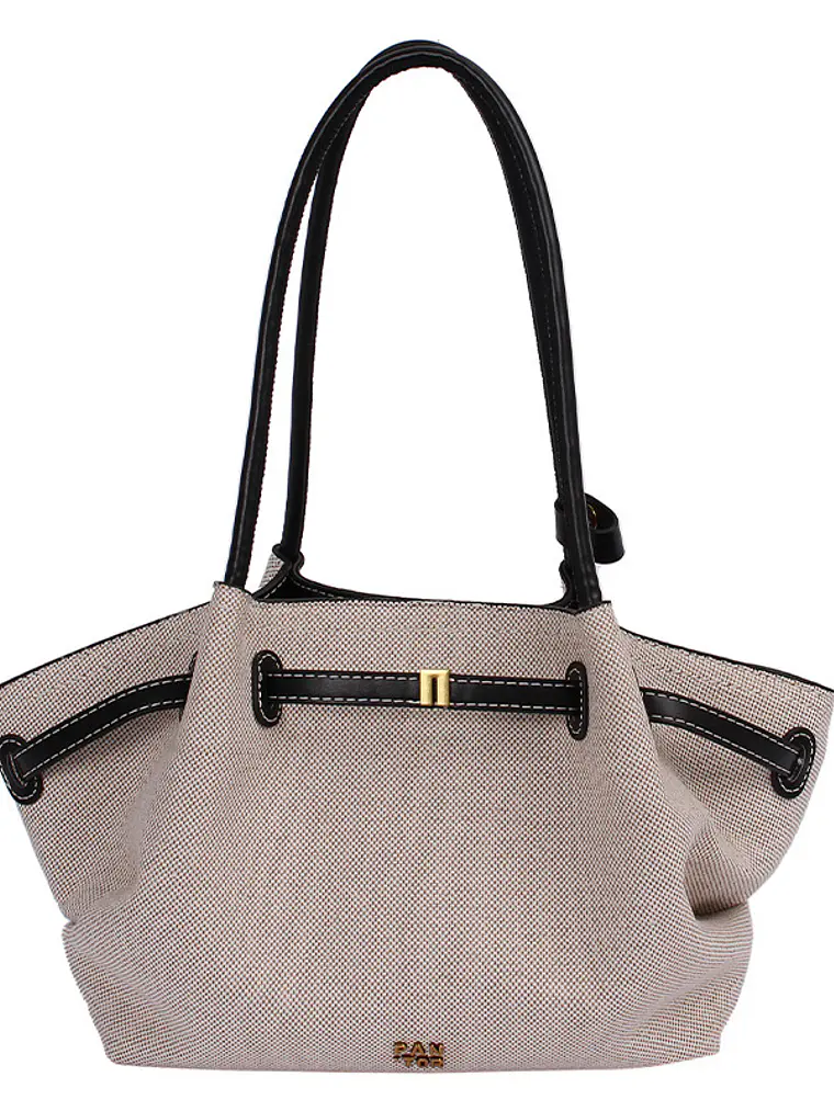 Bolso tote de lona con ribetes de cuero sintético y cierre de cremallera — estilo urbano minimalista 11