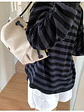 Bolso tote de lona con ribetes de cuero sintético y cierre de cremallera — estilo urbano minimalista - Miniatura 14