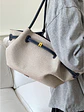 Bolso tote de lona con ribetes de cuero sintético y cierre de cremallera — estilo urbano minimalista - Miniatura 16