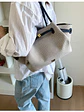 Bolso tote de lona con ribetes de cuero sintético y cierre de cremallera — estilo urbano minimalista - Miniatura 18