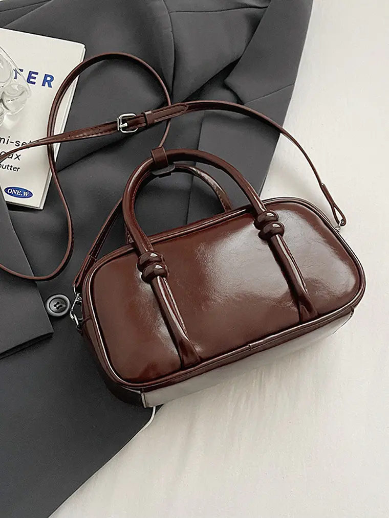 Bolso Boston mini con asas anudadas y correa larga — estilo retro street 5
