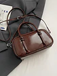 Bolso Boston mini con asas anudadas y correa larga — estilo retro street - Miniatura 5