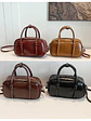 Bolso Boston mini con asas anudadas y correa larga — estilo retro street - Miniatura 1