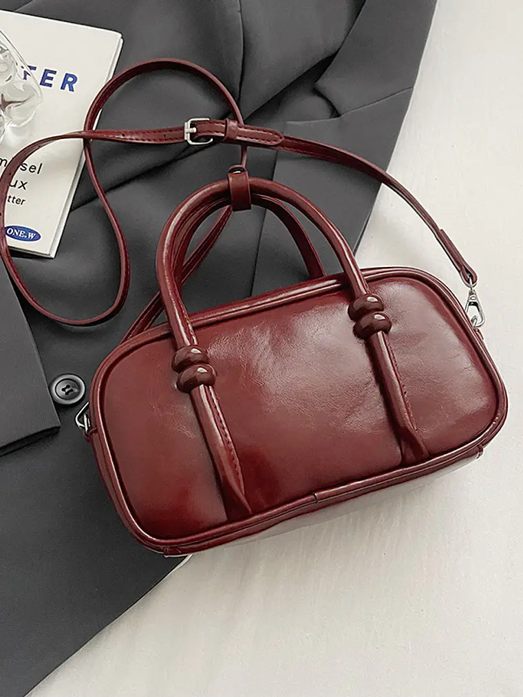 Bolso Boston mini con asas anudadas y correa larga — estilo retro street 8