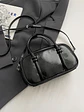 Bolso Boston mini con asas anudadas y correa larga — estilo retro street - Miniatura 2